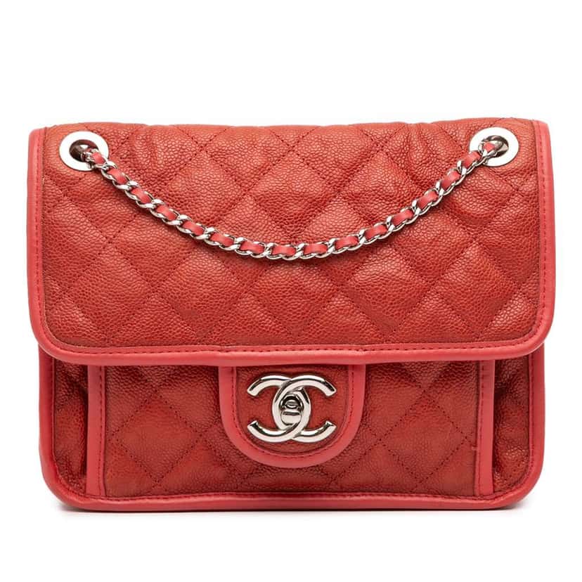 Chanel Small Caviar French Riviera Flap Red Leather Very good condition - Front View