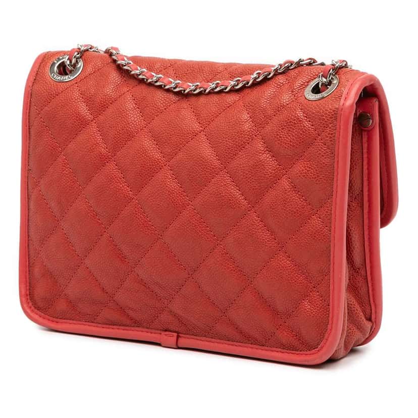 Chanel Small Caviar French Riviera Flap Red Leather Very good condition - Back View