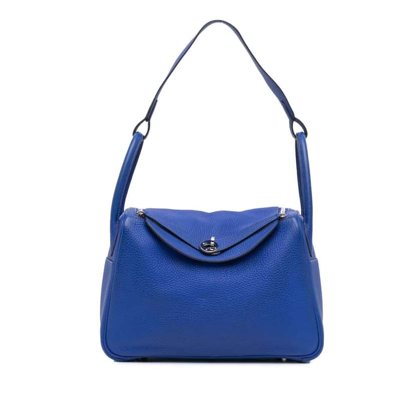 Hermès Togo Lindy 30 Blue Leather Good condition - Front View