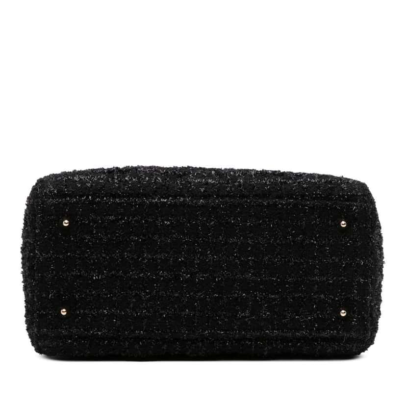 Dior Medium Tweed Cannage Glitter Leopard Charm Lady Dior Black Tweed Good condition - Inside View