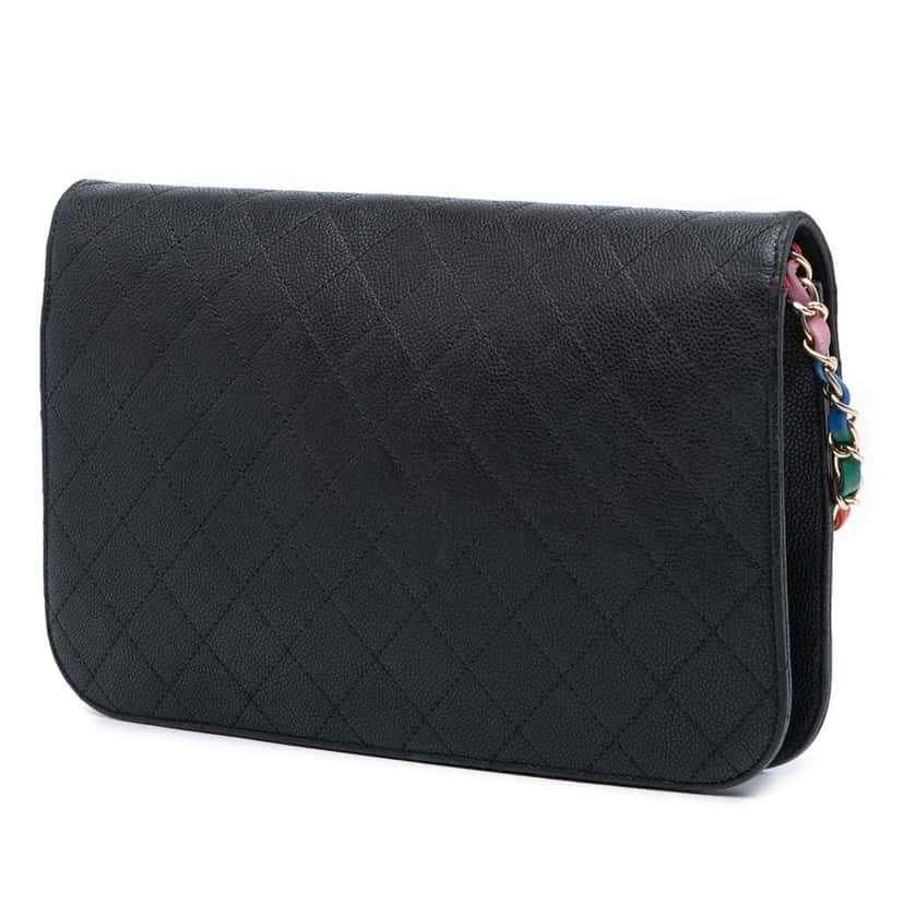 Chanel Paris Cuba Medium Caviar Thread Around Flap Black Leather Very good condition - Back View
