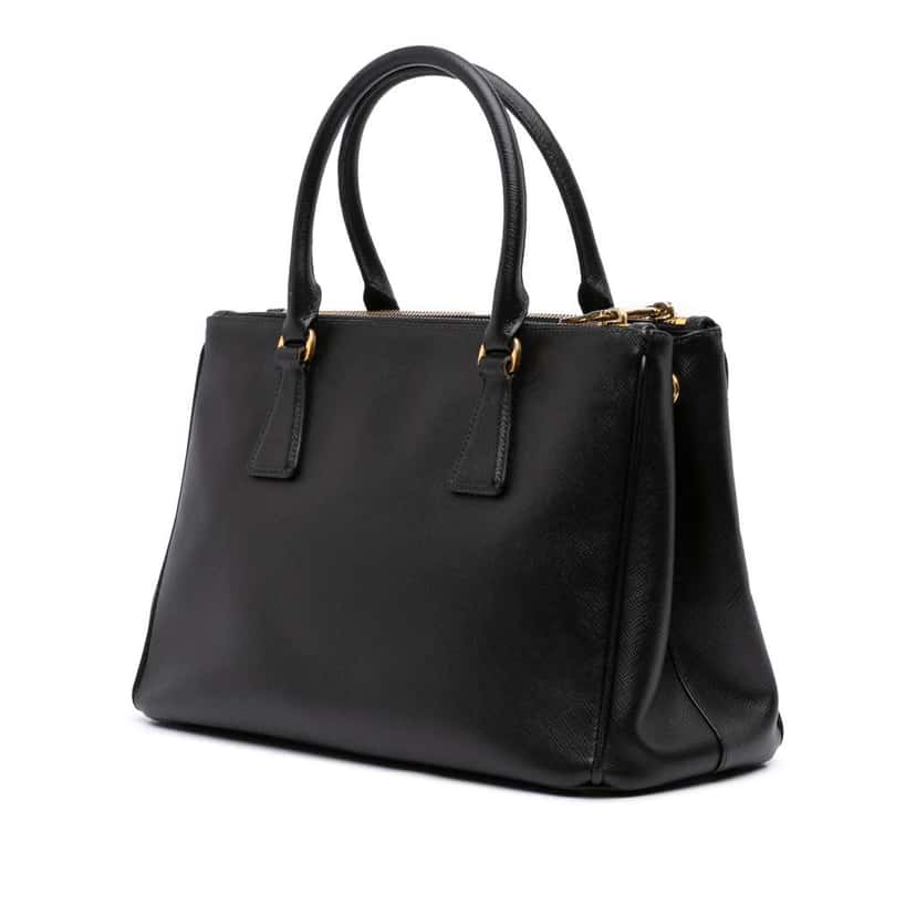 Prada Small Saffiano Lux Galleria Double Zip Satchel Black Leather Good condition - Back View