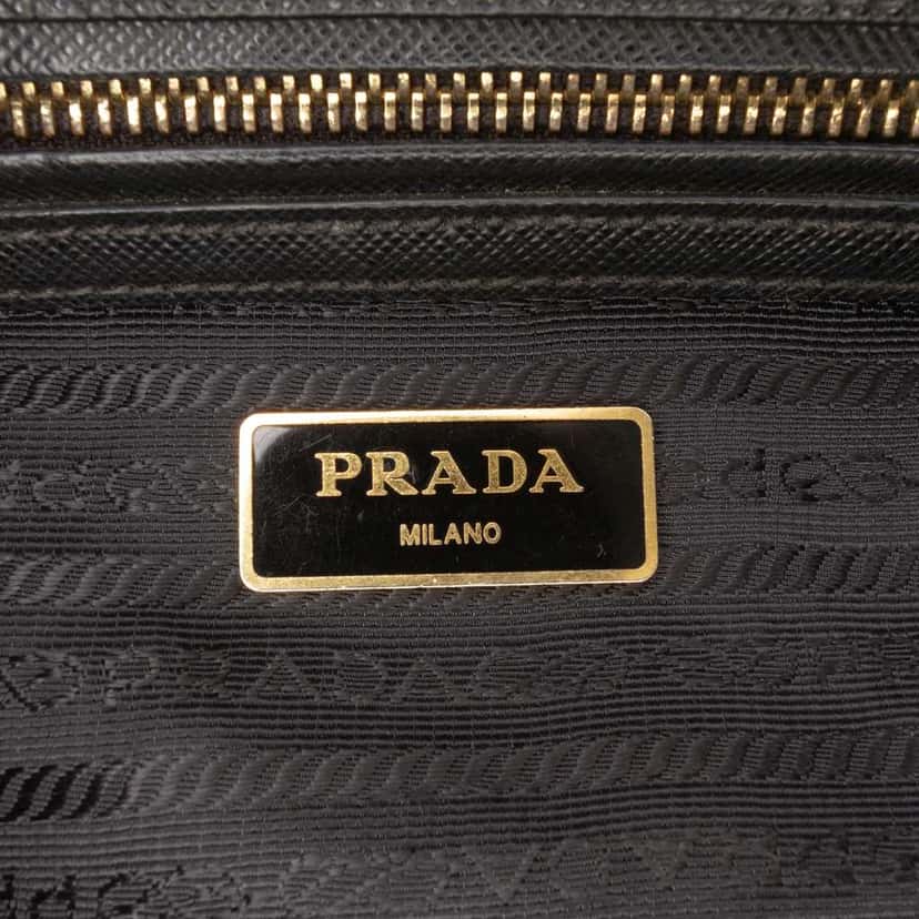 Prada Small Saffiano Lux Galleria Double Zip Satchel Black Leather Good condition - Box View