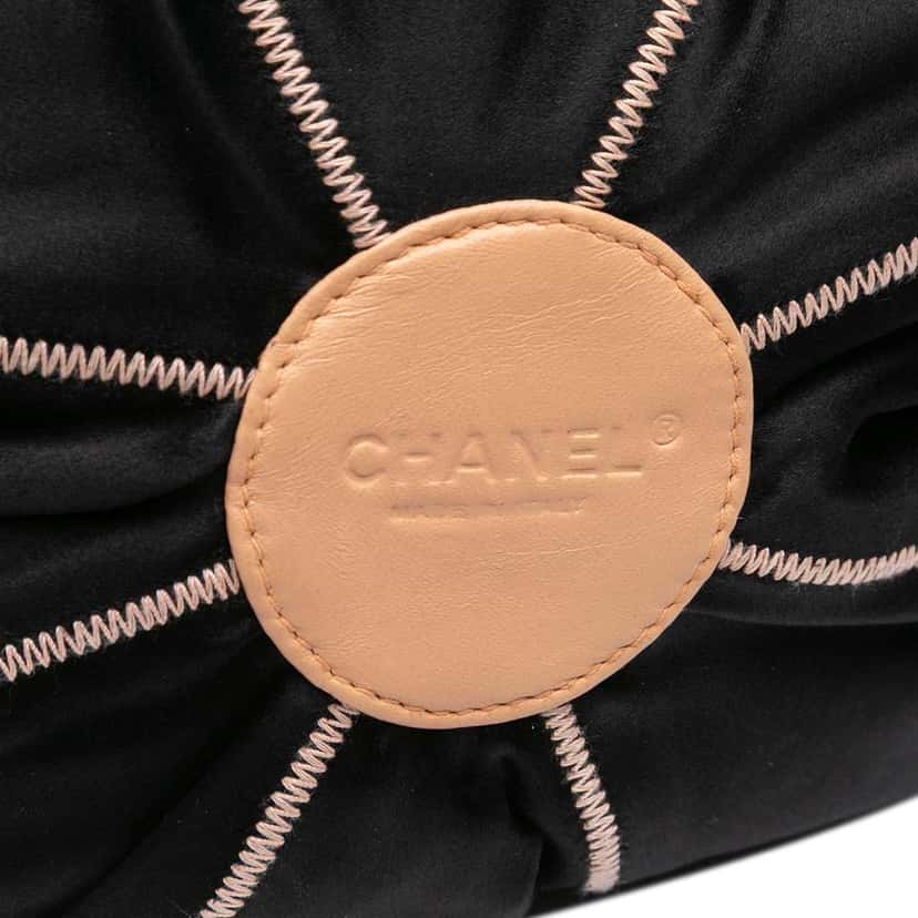 Chanel Lambskin and Satin Reversible Sac Cordon Bucket Bag Black Satin Good condition - Box View