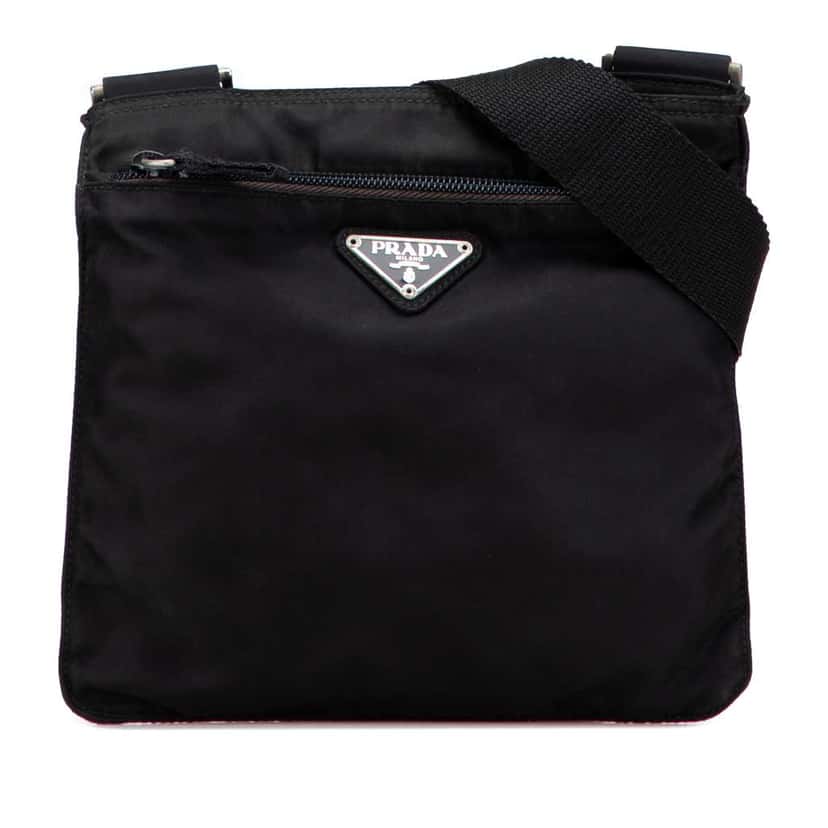 Prada Tessuto Zip Top Crossbody Black Good condition - Front View