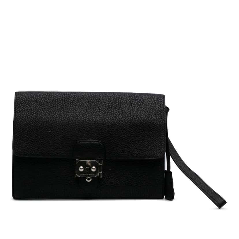 Hermès Togo Jet Pochette Clutch Black Leather Good condition - Front View