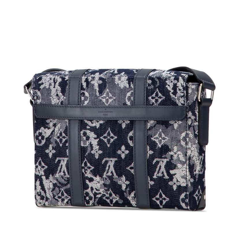 Louis Vuitton Monogram Tapestry Trunk Messenger Blue Denim Good condition - Back View