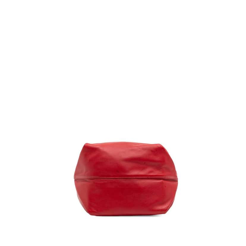 Saint Laurent Lambskin Teddy Drawstring Bucket Bag Red Leather Good condition - Inside View