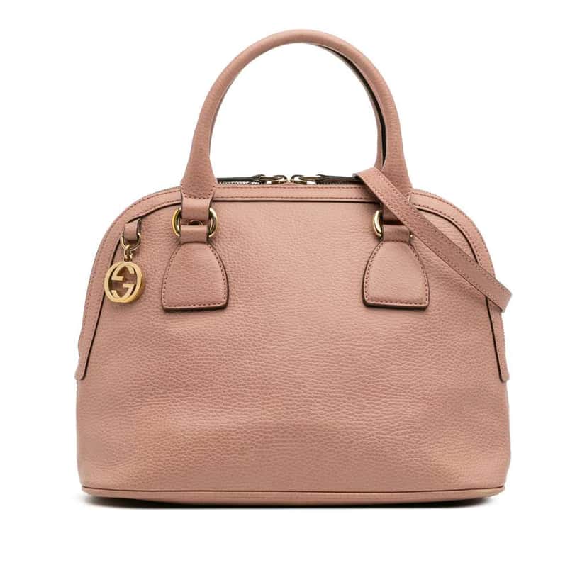Gucci Small Dollar Calfskin GG Charm Dome Satchel Pink Leather Good condition - Front View