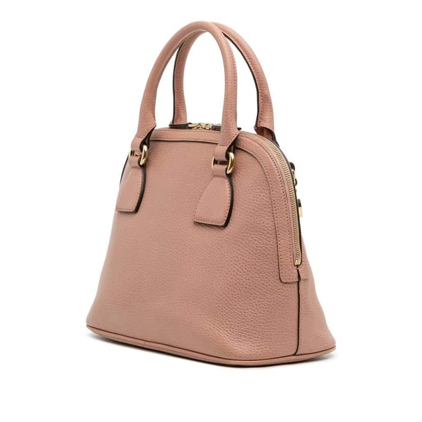 Gucci Small Dollar Calfskin GG Charm Dome Satchel Pink Leather Good condition - Back View