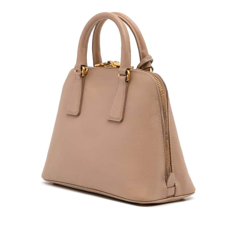 Prada Small Saffiano Lux Promenade Satchel Brown Leather Good condition - Back View