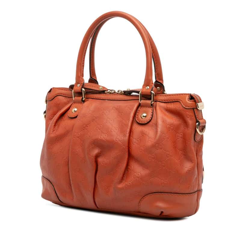 Gucci Guccissima Sukey Satchel Orange Leather Good condition - Back View