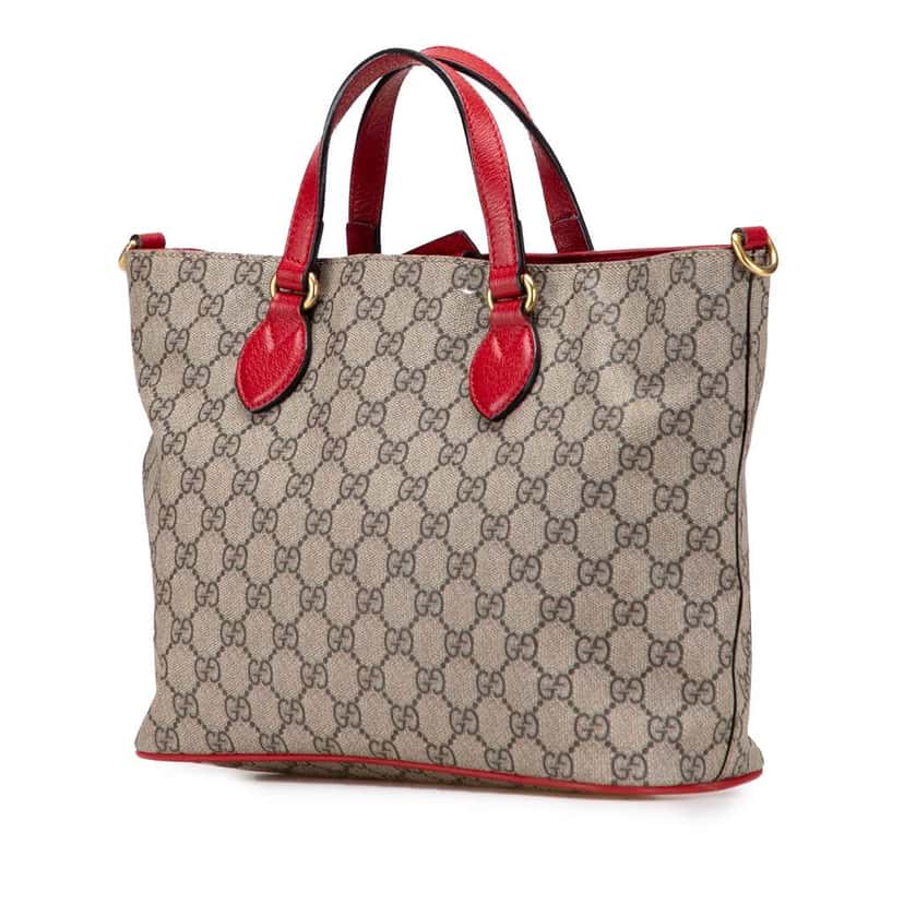 Gucci GG Supreme Bosco Web Satchel Brown Canvas Good condition - Back View