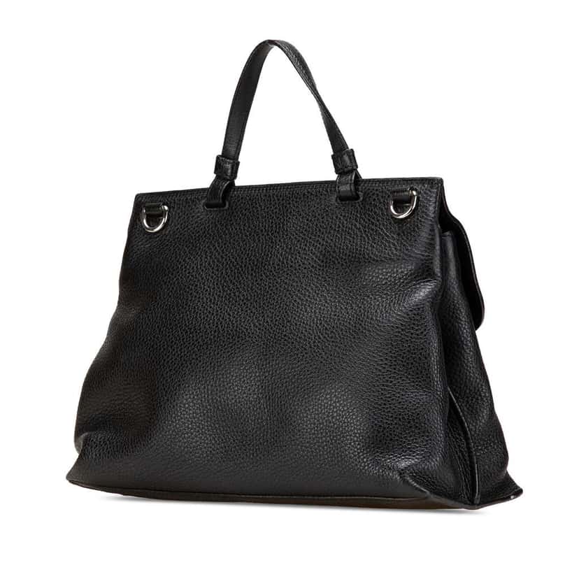 Gucci Medium Leather Bamboo Daily Satchel Black Leather Very good condition - Back View