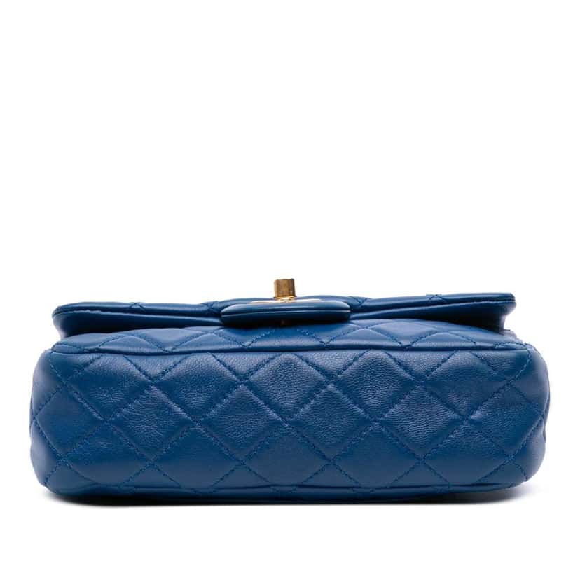 Chanel Mini Rectangular Lambskin Pearl Crush Flap Blue Leather Good condition - Inside View