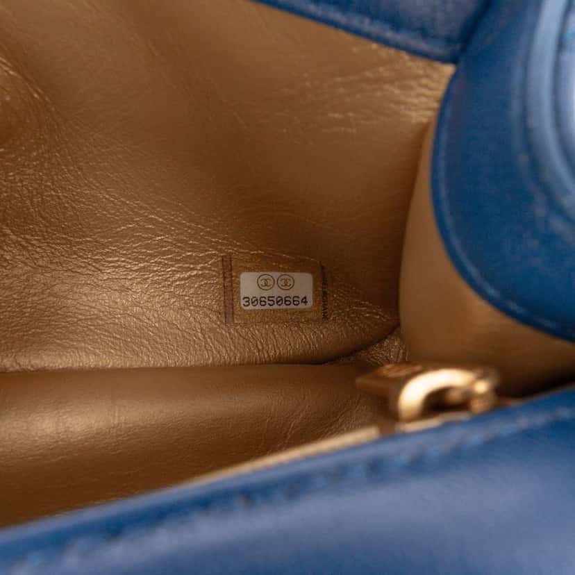 Chanel Mini Rectangular Lambskin Pearl Crush Flap Blue Leather Good condition - Box View
