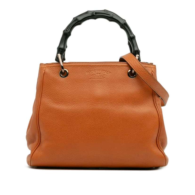 Gucci Small Calfskin Bamboo Shopper Satchel Orange Leather Good condition - Front View