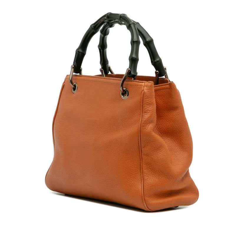 Gucci Small Calfskin Bamboo Shopper Satchel Orange Leather Good condition - Back View