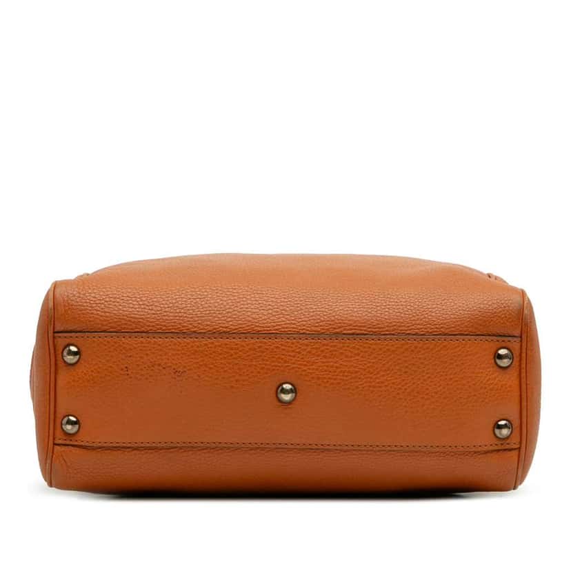 Gucci Small Calfskin Bamboo Shopper Satchel Orange Leather Good condition - Inside View