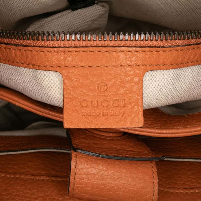 Gucci Small Calfskin Bamboo Shopper Satchel Orange Leather Good condition - Box View