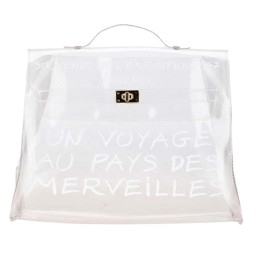 Hermès Vinyl Souvenir De L Exposition Kelly Handbag White Good condition - Front View