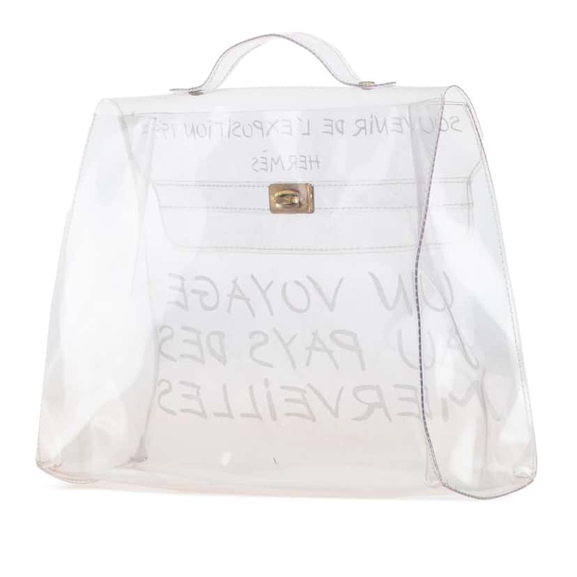 Hermès Vinyl Souvenir De L Exposition Kelly Handbag White Good condition - Back View