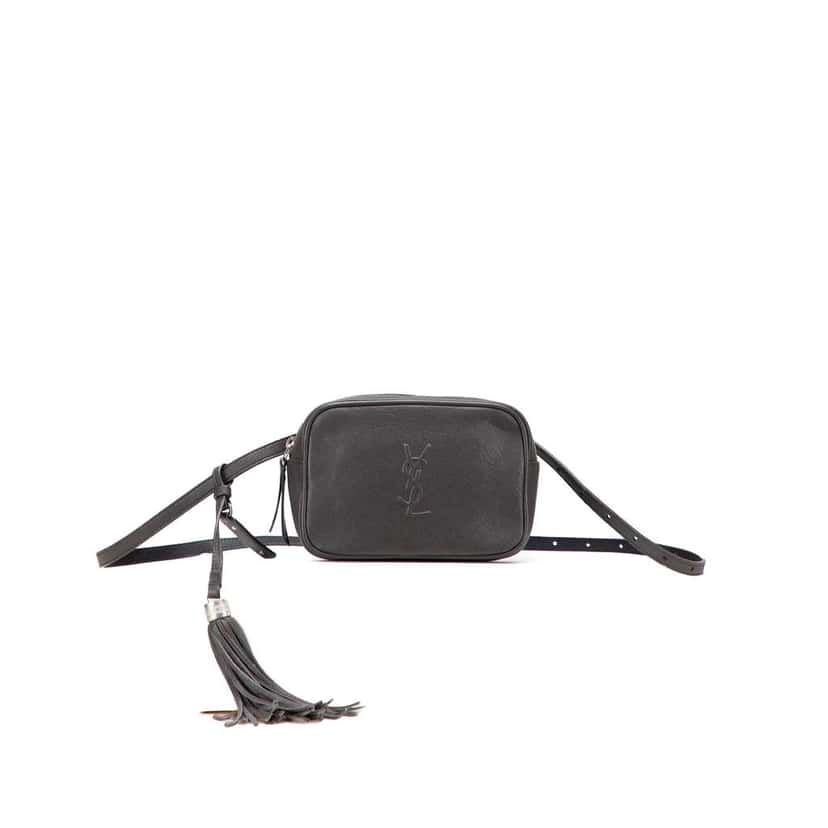 Saint Laurent Lambskin Monogram Lou Belt Bag Grey Leather Good condition - Front View