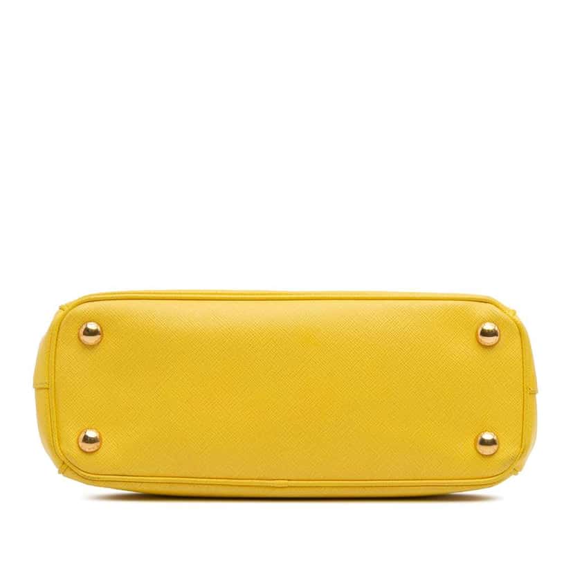 Prada Small Saffiano Lux Galleria Double Zip Satchel Yellow Leather Good condition - Inside View