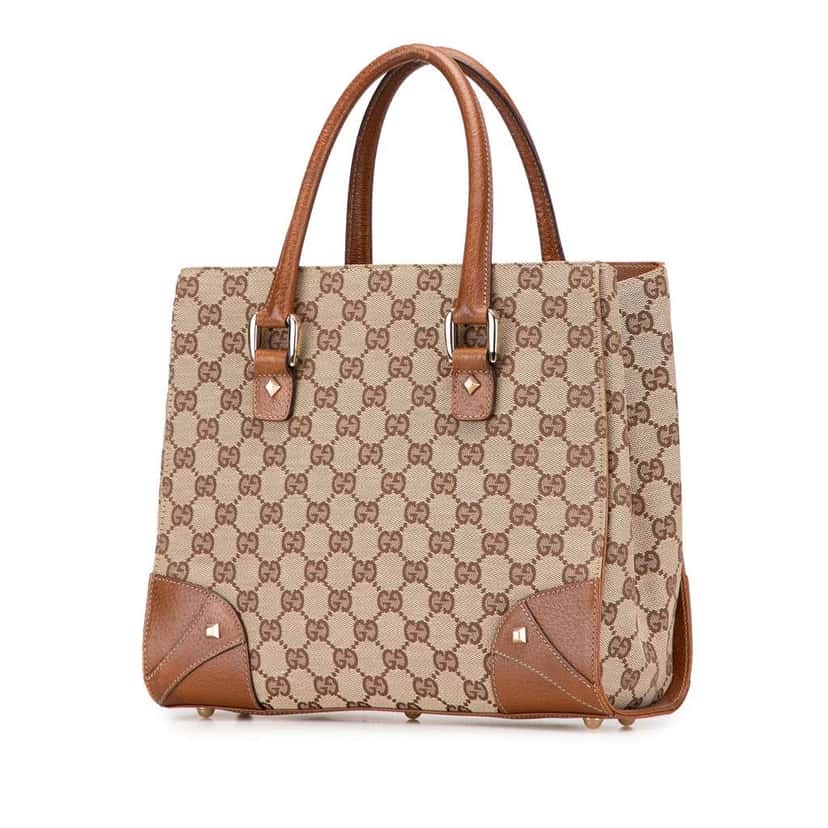 Gucci GG Canvas Nailhead Handbag Brown Canvas Good condition - Back View