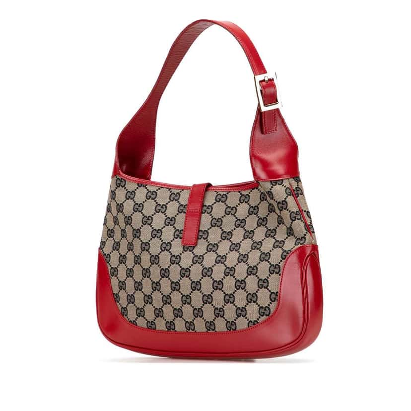 Gucci GG Canvas Jackie Shoulder Bag Grey Canvas Fair condition - Back View