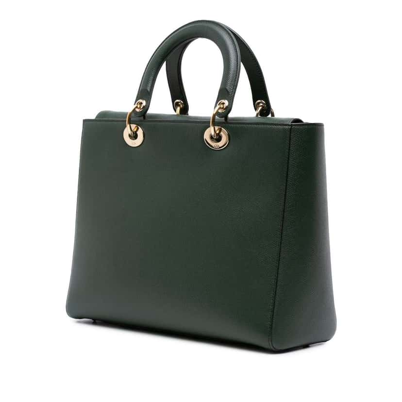Dior Large Grained Calfskin Lady D Sire Green Leather Good condition - Back View