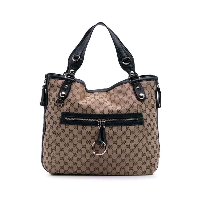 Gucci Large GG Canvas Icon Bit Zip Tote Brown Canvas Good condition - Front View