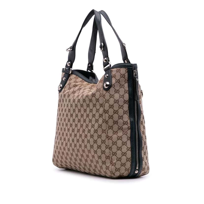 Gucci Large GG Canvas Icon Bit Zip Tote Brown Canvas Good condition - Back View