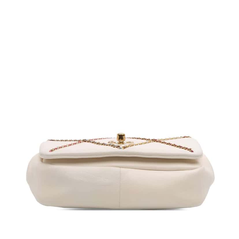 Chanel Small Lambskin Entwined Chain Flap White Leather Good condition - Inside View