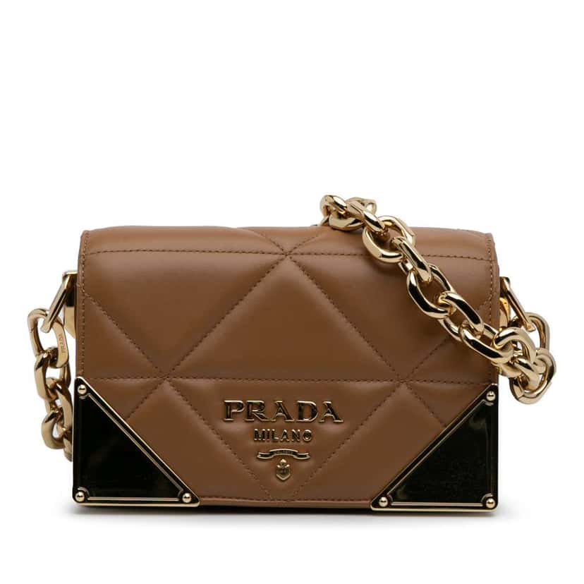 Prada Nappa Stitched Satchel Brown Leather Good condition - Front View