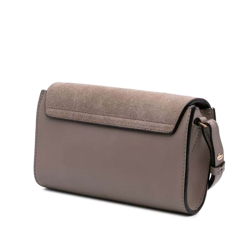 Chloé Mini Calfskin and Suede Faye Chain Crossbody Brown Leather Good condition - Back View