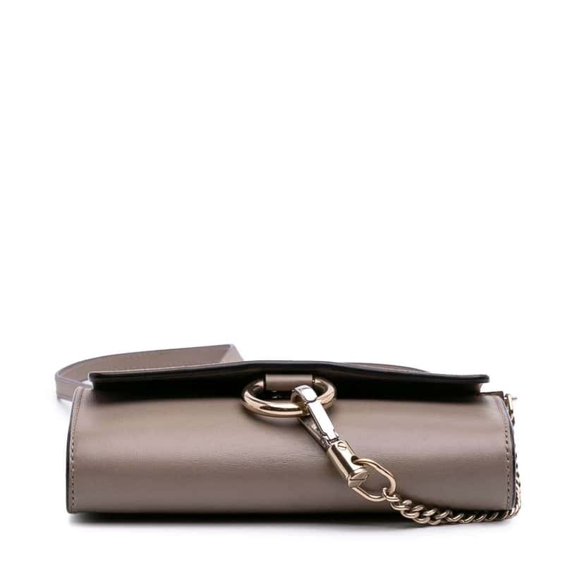 Chloé Mini Calfskin and Suede Faye Chain Crossbody Brown Leather Good condition - Inside View