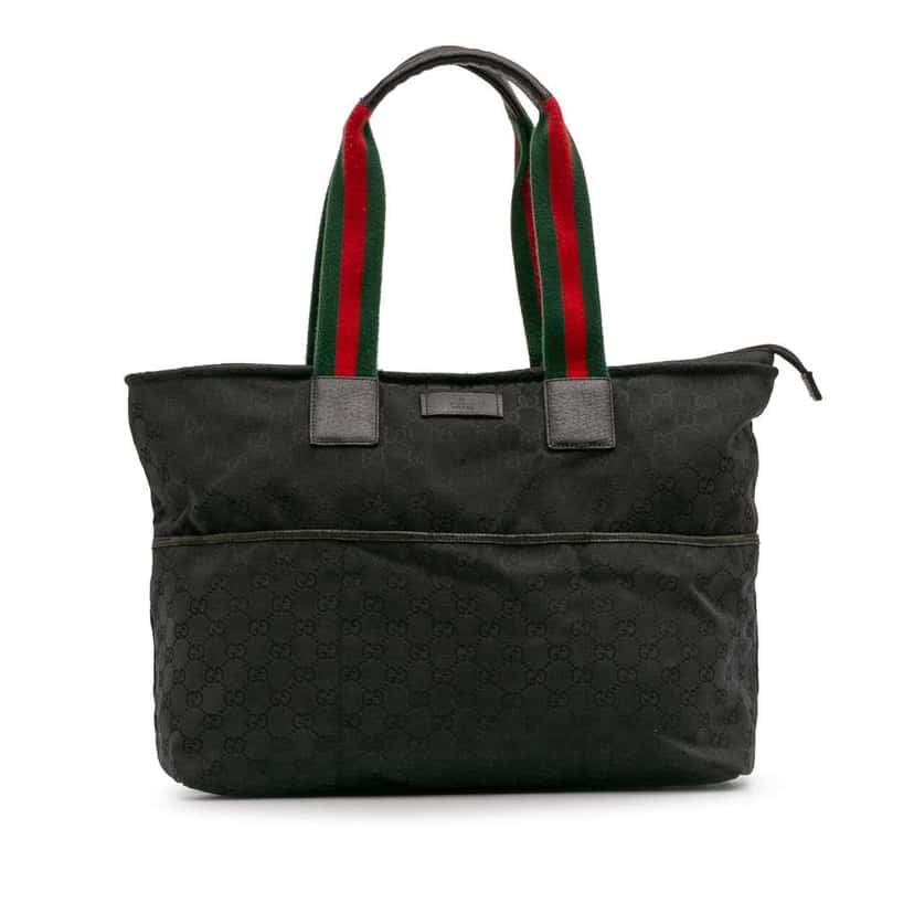 Gucci GG Canvas Web Tote Black Canvas Good condition - Front View