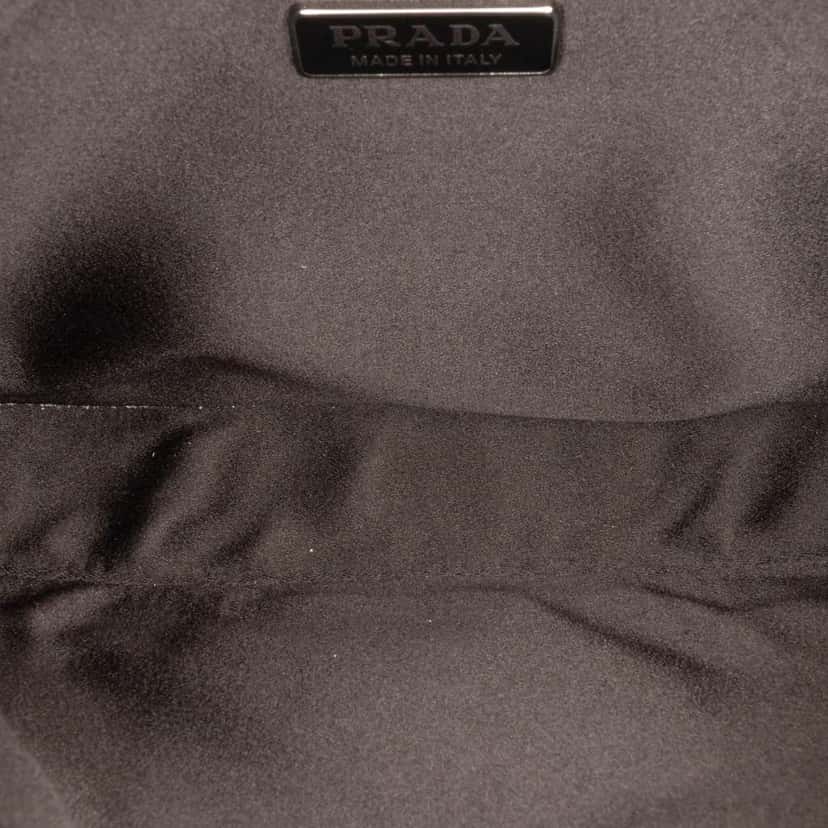 Prada Crystal Embellished Satin Cleo Shoulder Bag Black Satin Good condition - Model View