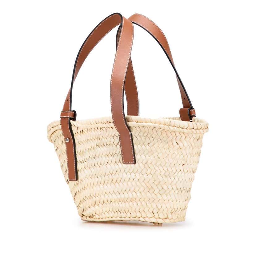 Loewe Small Raffia Basket Tote Brown Good condition - Back View
