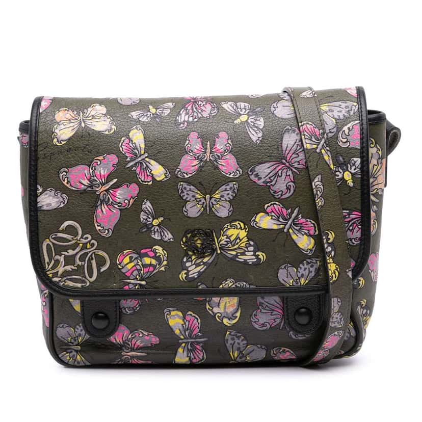 Loewe Tales of Spain Butterfly Printed Leather Anagram Crossbody Green Leather Very good condition - Front View