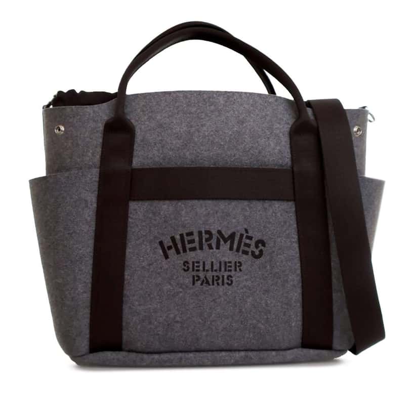 Hermès Feutre Sac de Pansage Groom Bag Grey Wool Good condition - Front View