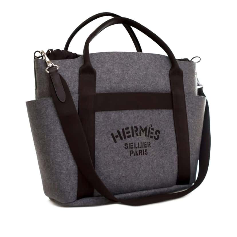 Hermès Feutre Sac de Pansage Groom Bag Grey Wool Good condition - Back View