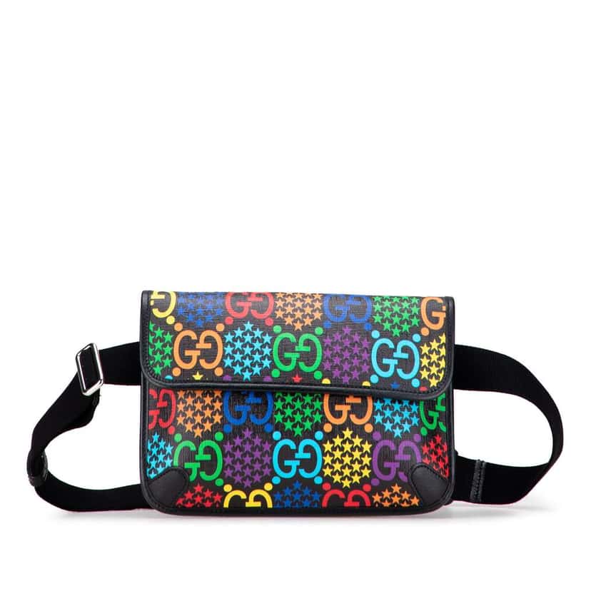 Gucci GG Supreme Psychedelic Belt Bag Black Canvas Good condition - Front View