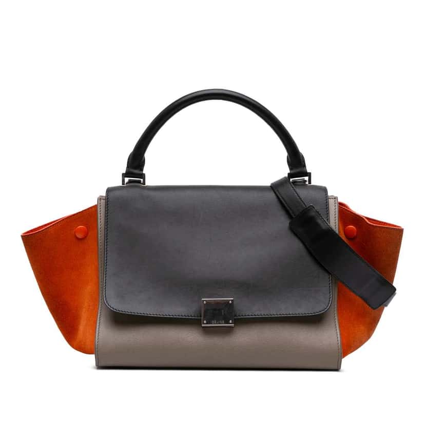 Celine Small Tricolor Leather Trapeze Satchel Brown Leather Good condition - Front View