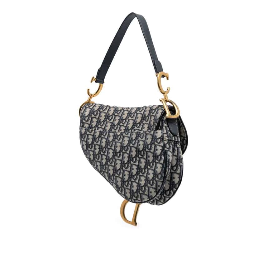 Dior Oblique Canvas Saddle Bag Blue Canvas Good condition - Back View