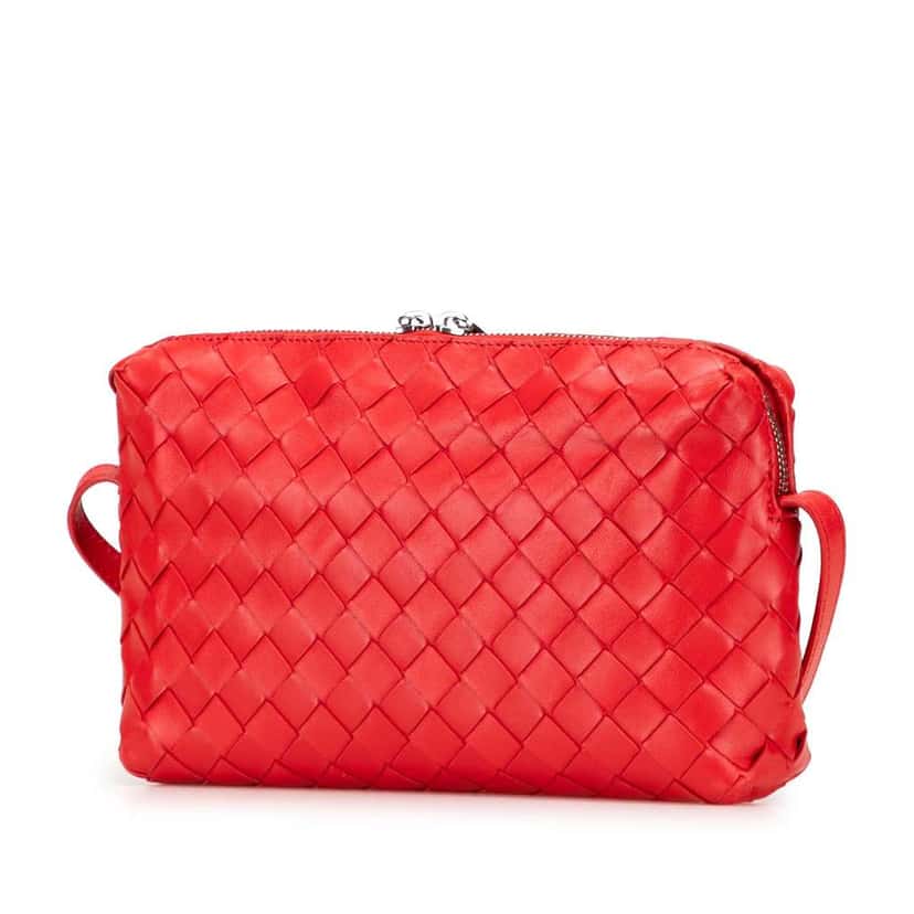 Bottega Veneta Nappa Intrecciato Crossbody Red Leather Good condition - Back View
