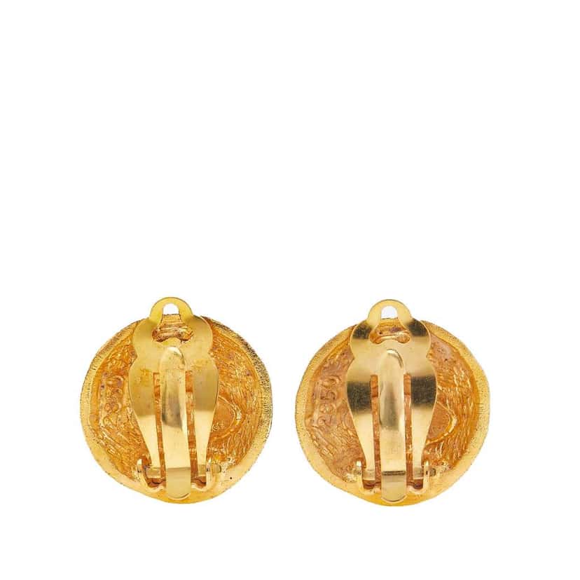 Chanel Gold Plated CC Clip On Earrings Gold Metal Good condition - Back View