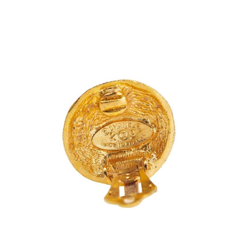 Chanel Gold Plated CC Clip On Earrings Gold Metal Good condition - Inside View