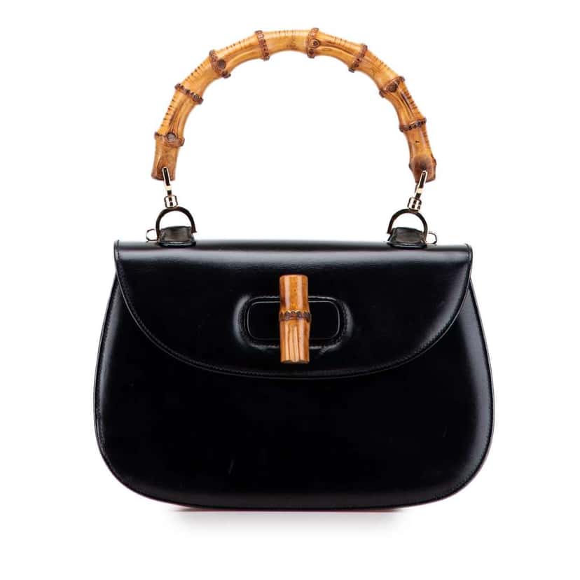 Gucci Calfskin Bamboo Night Black Leather Good condition - Front View